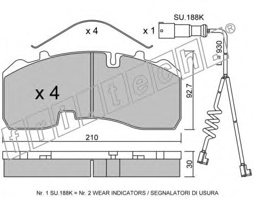 Комплект тормозных колодок, дисковый тормоз fri.tech. 29165