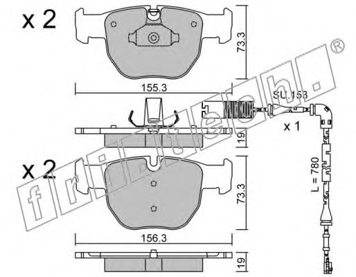 Комплект тормозных колодок, дисковый тормоз fri.tech. 23399