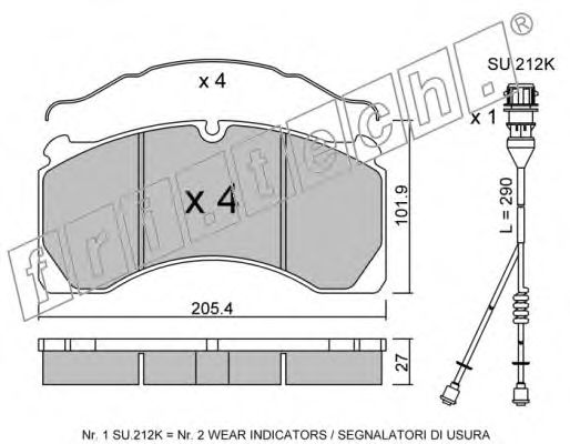 Комплект тормозных колодок, дисковый тормоз fri.tech. 619.0W