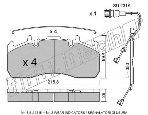 Комплект тормозных колодок, дисковый тормоз fri.tech. 824.0W