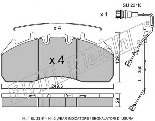 Комплект тормозных колодок, дисковый тормоз fri.tech. 825.0W
