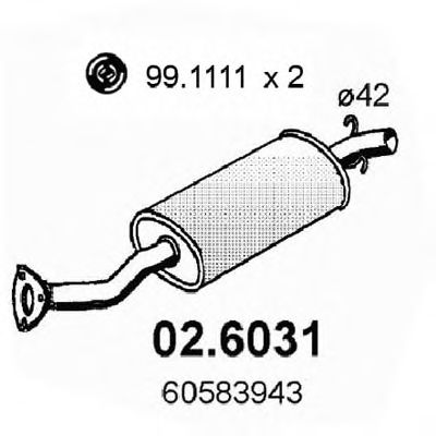 Средний глушитель выхлопных газов ASSO 02.6031