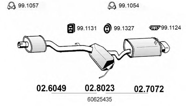 Глушитель выхлопных газов конечный ASSO 02.7072