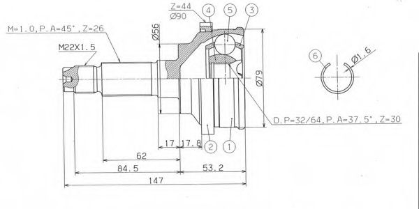 Шарнирный комплект, приводной вал ASHUKI MA-4048
