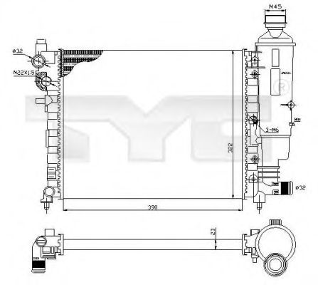 Радиатор, охлаждение двигателя TYC 705-0032