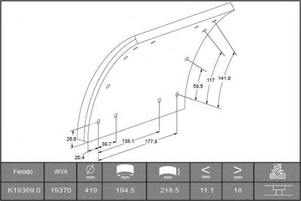 Комплект тормозных башмаков, барабанные тормоза FERODO K19369.0-F3744