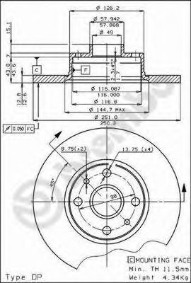 Тормозной диск BREMBO 08.2597.10