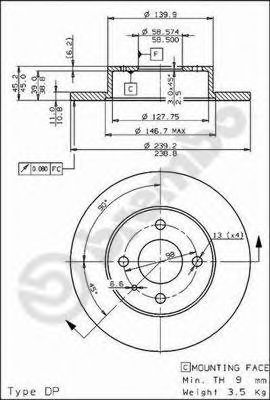 Тормозной диск BREMBO 08.2792.10