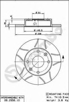 Тормозной диск BREMBO 08.2958.75