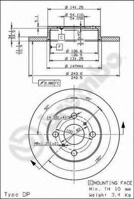 Тормозной диск BREMBO 08.3110.10