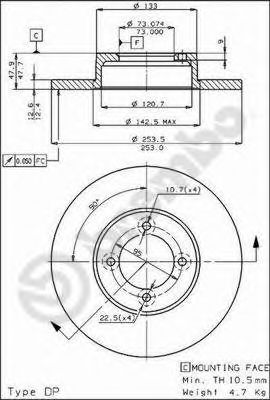 Тормозной диск BREMBO 08.4752.10
