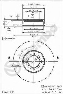 Тормозной диск BREMBO 08.5865.10