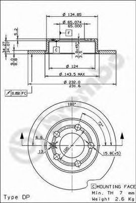 Тормозной диск BREMBO 08.7165.14