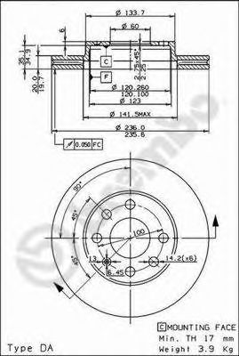 Тормозной диск BREMBO 09.3090.14