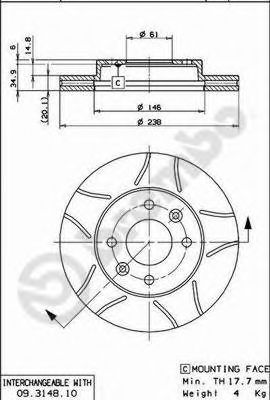 Тормозной диск BREMBO 09.3148.75