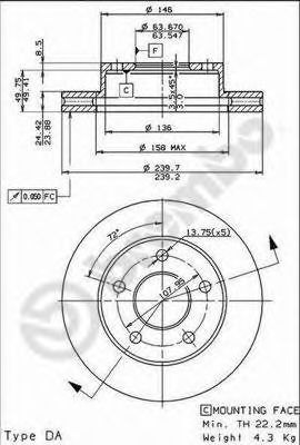 Тормозной диск BREMBO 09.4914.40