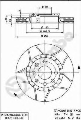 Тормозной диск BREMBO 09.5148.76