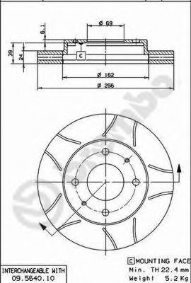 Тормозной диск BREMBO 09.5640.75