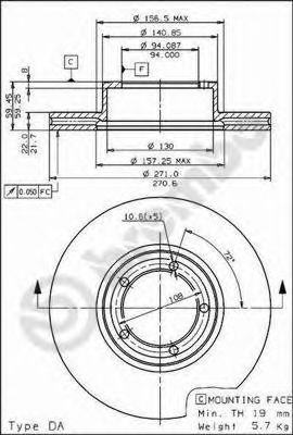 Тормозной диск BREMBO 09.5652.20