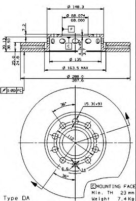 Тормозной диск BREMBO 09.5745.21