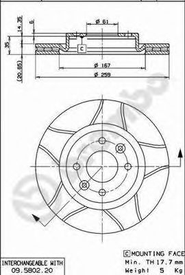 Тормозной диск BREMBO 09.5802.76