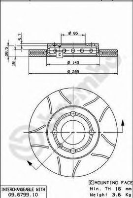 Тормозной диск BREMBO 09.6799.75