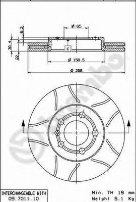 Тормозной диск BREMBO 09.7011.75