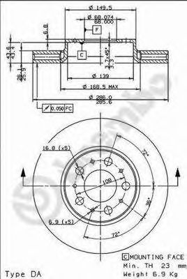 Тормозной диск BREMBO 09.8633.75