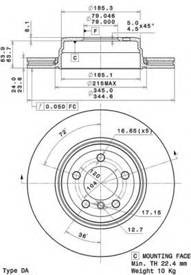 Тормозной диск BREMBO 09.A712.10