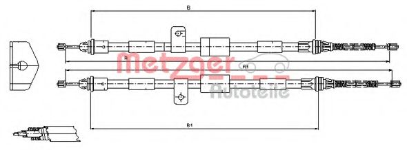 Трос, стояночная тормозная система METZGER 11.5458
