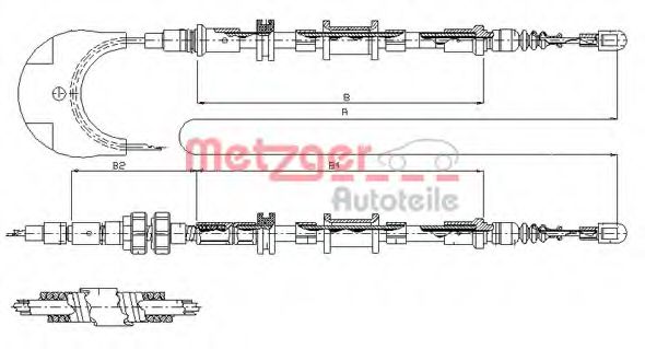 Трос, стояночная тормозная система METZGER 11.5492