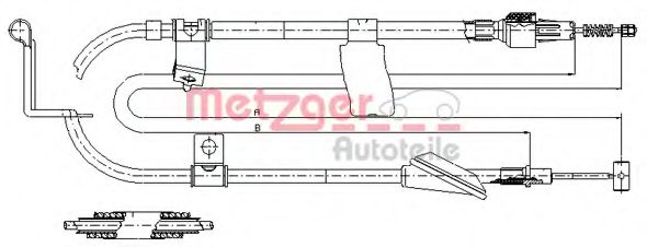 Трос, стояночная тормозная система METZGER 17.5036