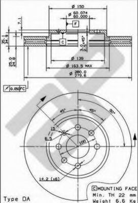 Тормозной диск METZGER 24884 V