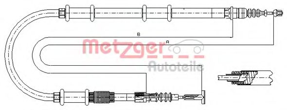 Трос, стояночная тормозная система METZGER 491.21