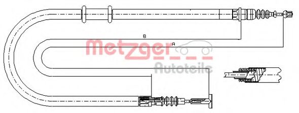 Трос, стояночная тормозная система METZGER 491.22