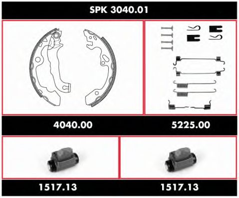 Комплект тормозов, барабанный тормозной механизм ROADHOUSE SPK 3040.01