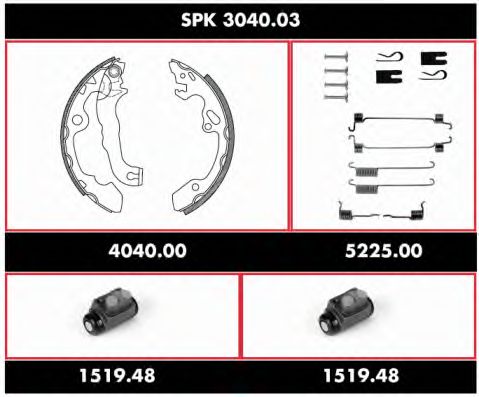 Комплект тормозов, барабанный тормозной механизм ROADHOUSE SPK 3040.03