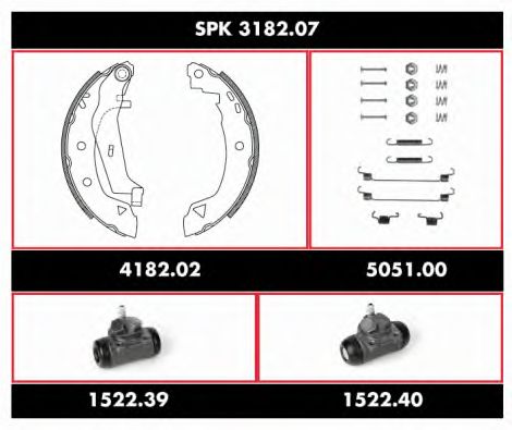 Комплект тормозов, барабанный тормозной механизм ROADHOUSE SPK 3182.07