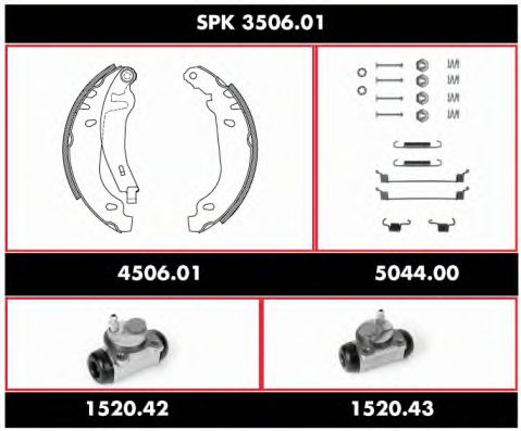 Комплект тормозов, барабанный тормозной механизм ROADHOUSE SPK 3506.01