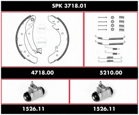 Комплект тормозов, барабанный тормозной механизм ROADHOUSE SPK 3718.01
