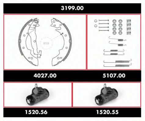 Комплект тормозов, барабанный тормозной механизм REMSA 3199.00