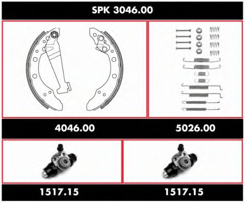 Комплект тормозов, барабанный тормозной механизм REMSA SPK 3046.00