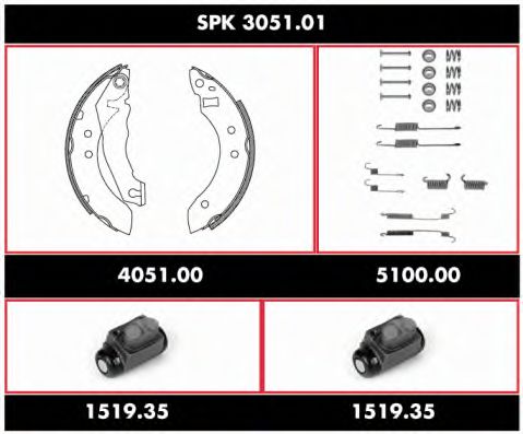 Комплект тормозов, барабанный тормозной механизм REMSA SPK 3051.01