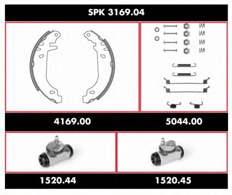 Комплект тормозов, барабанный тормозной механизм REMSA SPK 3169.04