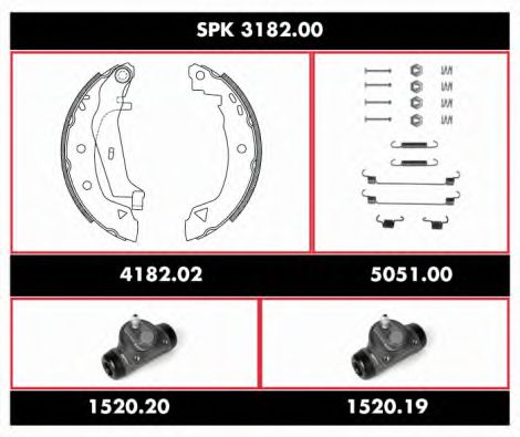 Комплект тормозов, барабанный тормозной механизм REMSA SPK 3182.00