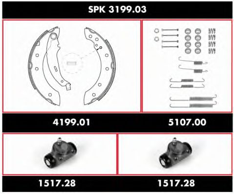 Комплект тормозов, барабанный тормозной механизм REMSA SPK 3199.03