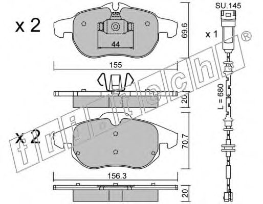 Комплект тормозных колодок, дисковый тормоз fri.tech. 23402