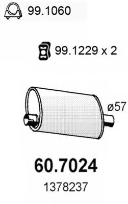 Глушитель выхлопных газов конечный ASSO 60.7024