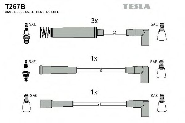 Комплект проводов зажигания TESLA T267B