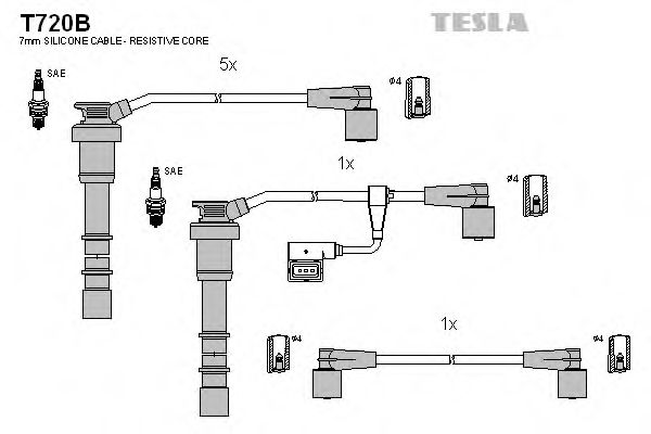 Комплект проводов зажигания TESLA T720B